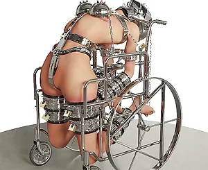 Sub Hard-core Manacled and Shackled in a Wheelchair Iron Restrain bondage Domination & submission