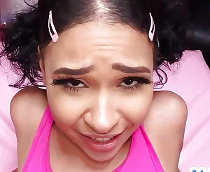 Fellating black stepteen Point of view pulverized by stepdaddy