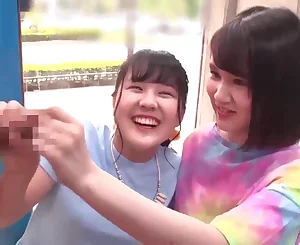 Timid Chinese Lovelies Gives Hand job Cum shot To Stranger In Glass Apartment