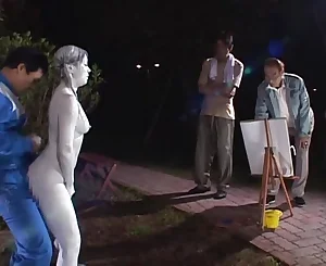 Costume play Porn: Public Painted Statue Plow part 3